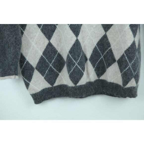Vintage Medium Sweater Argyle Turtleneck Quiet Luxury Academia Preppy Angora 90s - Picture 4 of 9